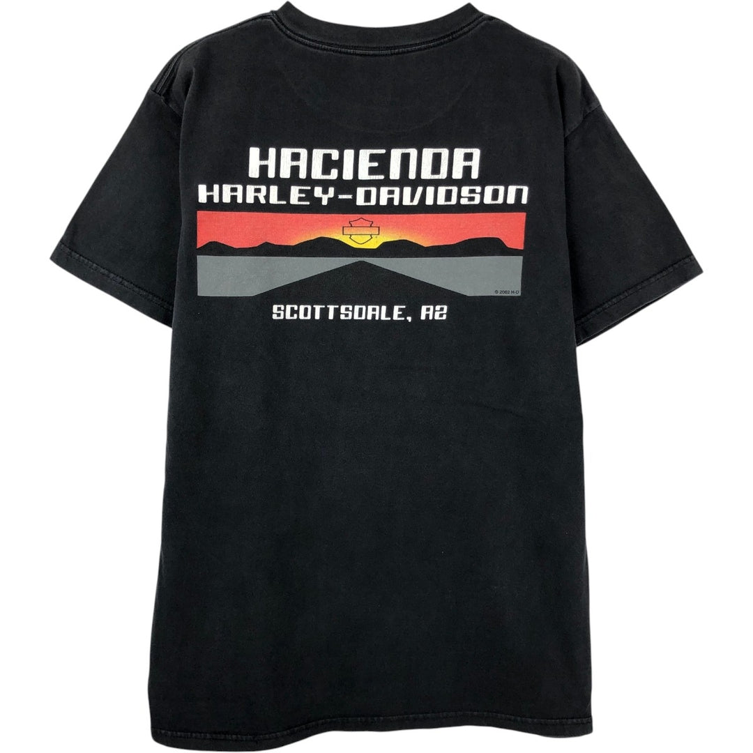 00'S Harley-Davidson Motorcycle Bike T-shirt Made in USA Men's L size cotton black type Vintage Second Hand