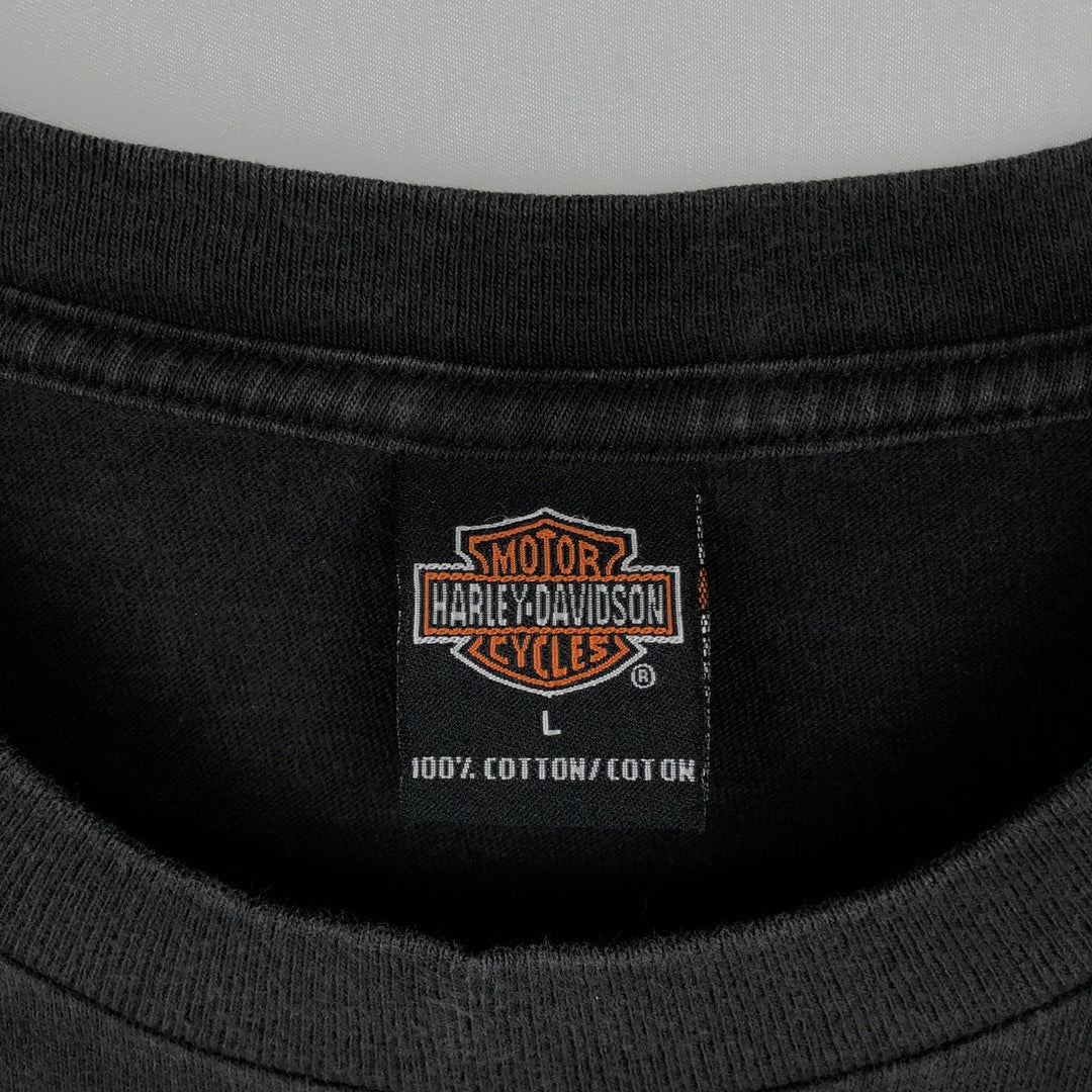 00'S Harley-Davidson Motorcycle Bike T-shirt Made in USA Men's L size cotton black type Vintage Second Hand