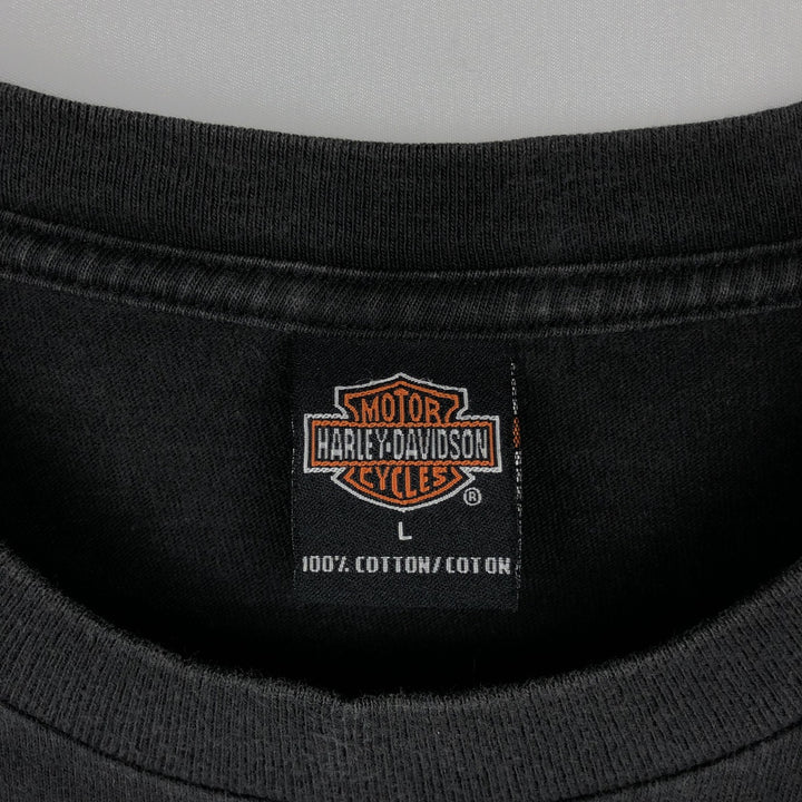 00'S Harley-Davidson Motorcycle Bike T-shirt Made in USA Men's L size cotton black type Vintage Second Hand