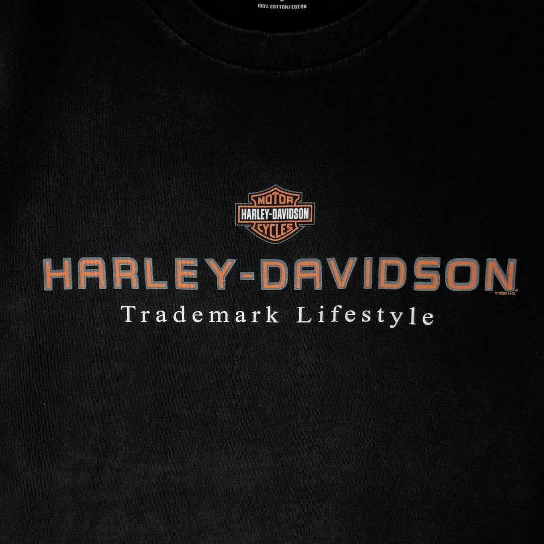 00'S Harley-Davidson Motorcycle Bike T-shirt Made in USA Men's L size cotton black type Vintage Second Hand