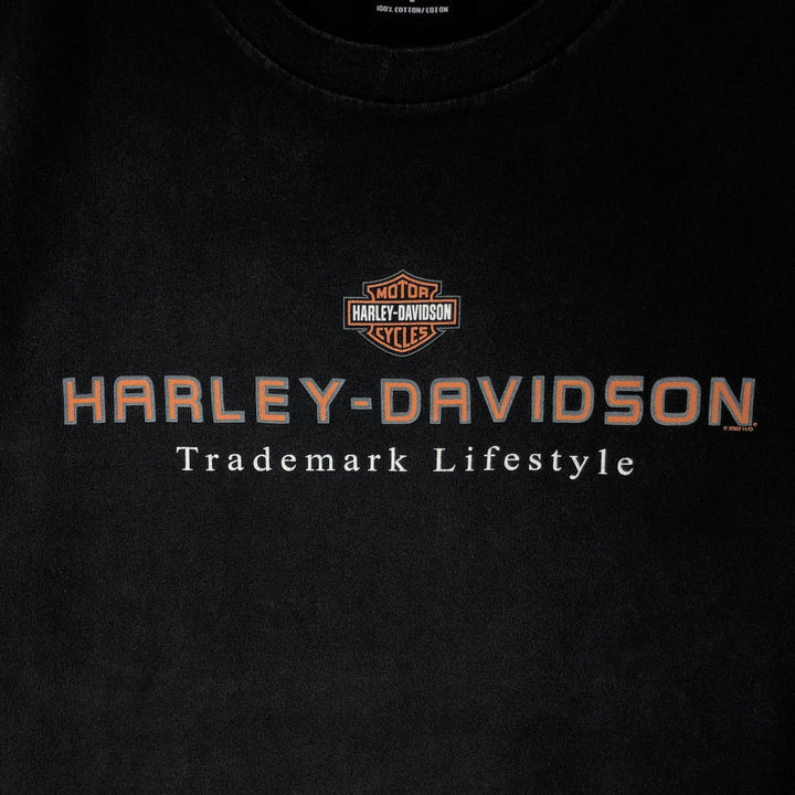 00'S Harley-Davidson Motorcycle Bike T-shirt Made in USA Men's L size cotton black type Vintage Second Hand