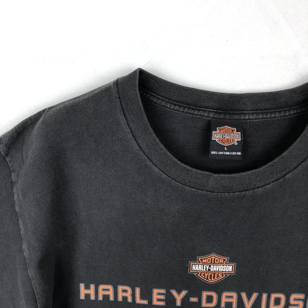 00'S Harley-Davidson Motorcycle Bike T-shirt Made in USA Men's L size cotton black type Vintage Second Hand