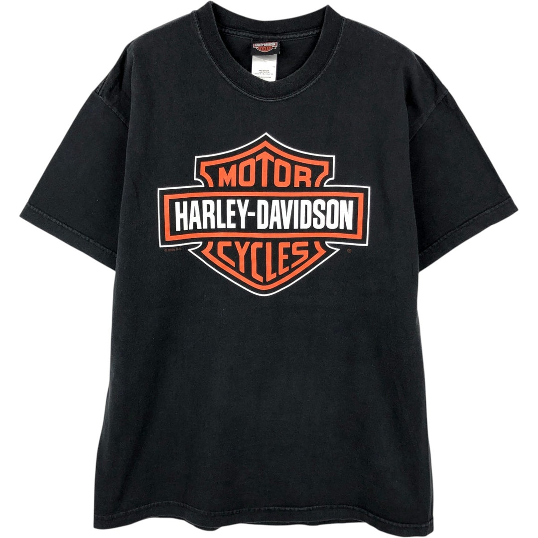 Harley-Davidson Motorcycle Bike T-shirt Made in USA Men's L size cotton black type Vintage Second Hand