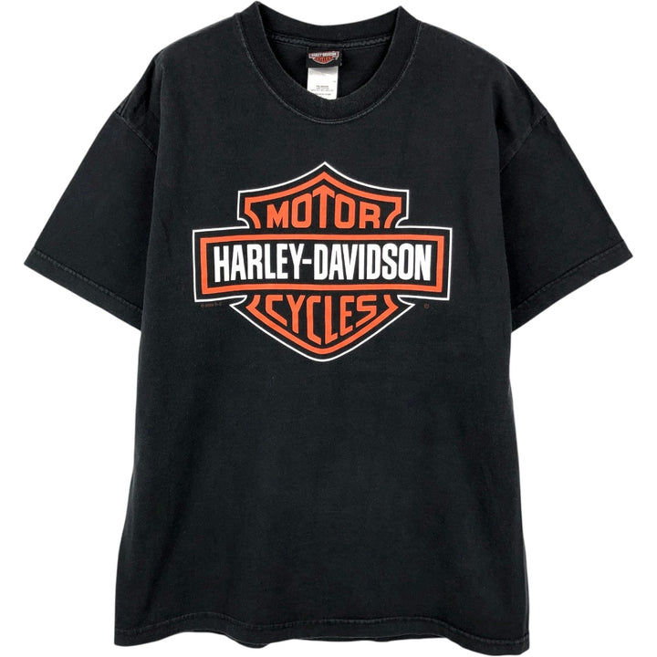 Harley-Davidson Motorcycle Bike T-shirt Made in USA Men's L size cotton black type Vintage Second Hand