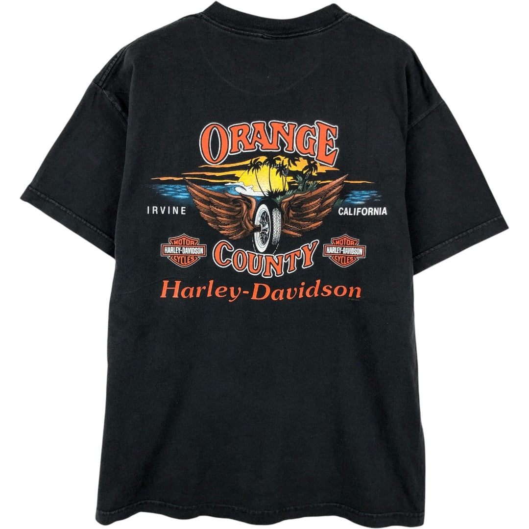 Harley-Davidson Motorcycle Bike T-shirt Made in USA Men's L size cotton black type Vintage Second Hand