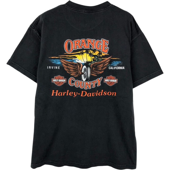 Harley-Davidson Motorcycle Bike T-shirt Made in USA Men's L size cotton black type Vintage Second Hand