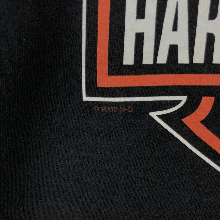 Harley-Davidson Motorcycle Bike T-shirt Made in USA Men's L size cotton black type Vintage Second Hand