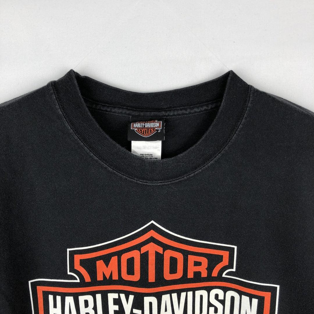 Harley-Davidson Motorcycle Bike T-shirt Made in USA Men's L size cotton black type Vintage Second Hand