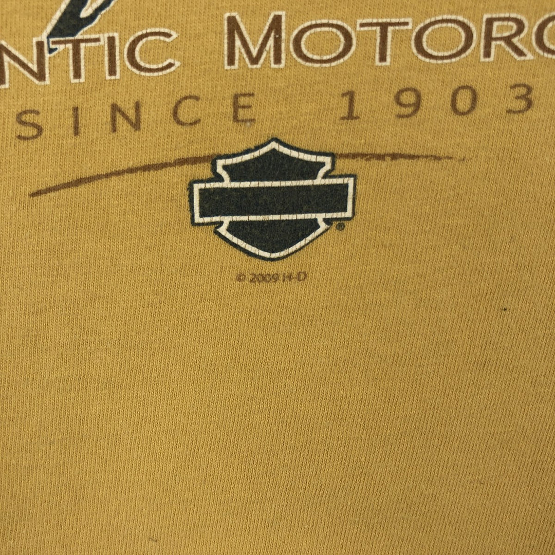 00'S Harley-Davidson Eagle Pattern Motorcycle Bike T-shirt Men's L size cotton yellow type Vintage Second Hand