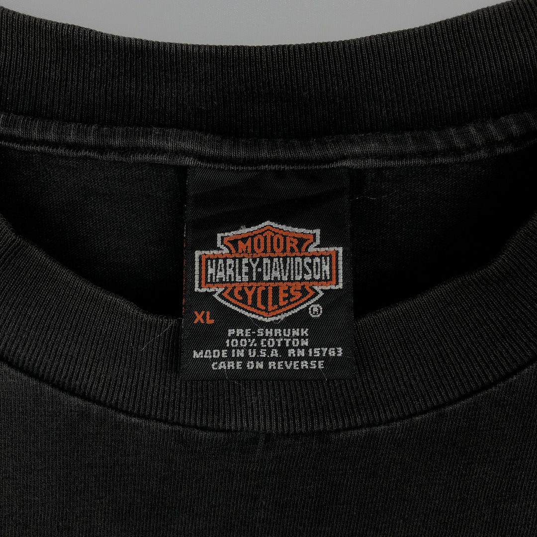 90'S Harley-Davidson Skull Pattern Skull Wing Motorcycle T-Shirt, Made in USA, Men's XL equivalent. cotton black type Vintage Second Hand