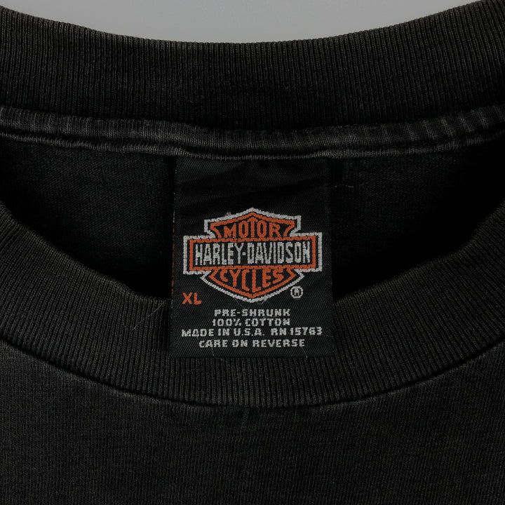 90'S Harley-Davidson Skull Pattern Skull Wing Motorcycle T-Shirt, Made in USA, Men's XL equivalent. cotton black type Vintage Second Hand