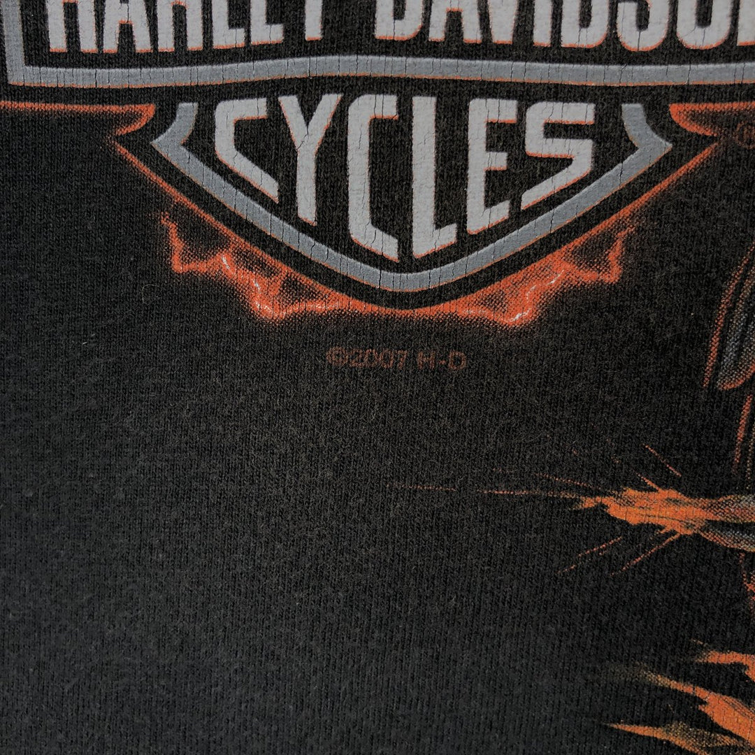 2000'S Harley-Davidson Fire Pattern Dog Print Motorcycle T-Shirt, Men's Size M (approx.) unclear black type Vintage Second Hand