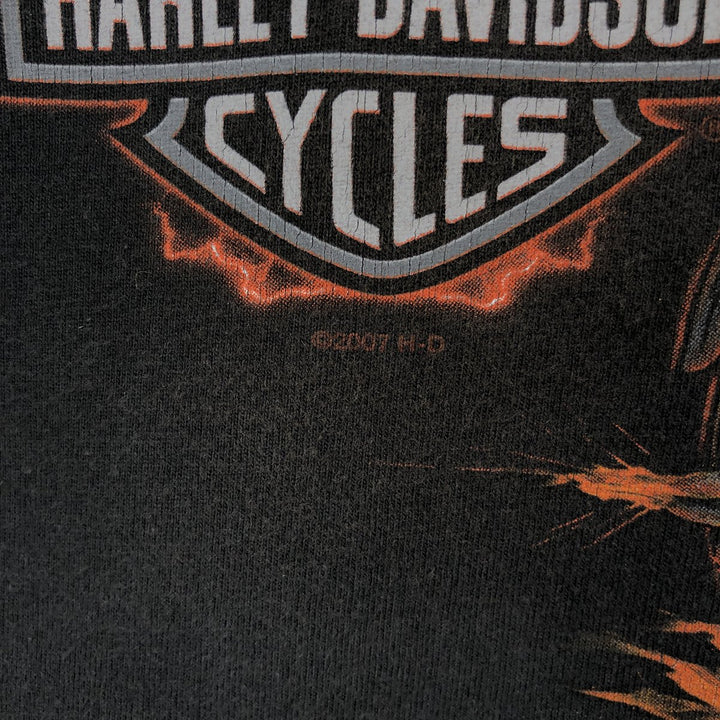 2000'S Harley-Davidson Fire Pattern Dog Print Motorcycle T-Shirt, Men's Size M (approx.) unclear black type Vintage Second Hand