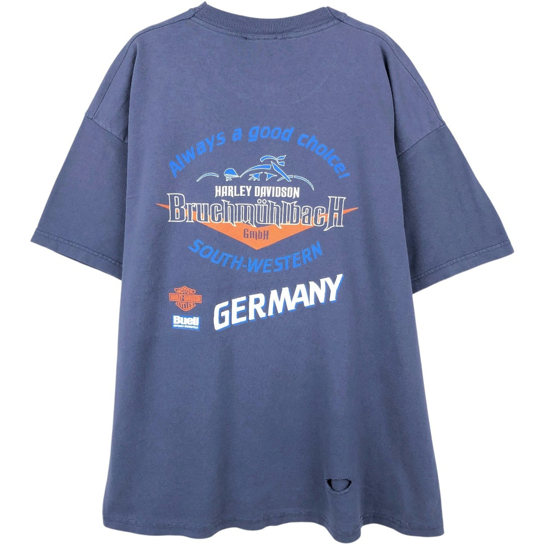 90'S Harley-Davidson Motorcycle Bike T-shirt Made in USA Men's XXL Vintage cotton navy blue type Vintage Second Hand