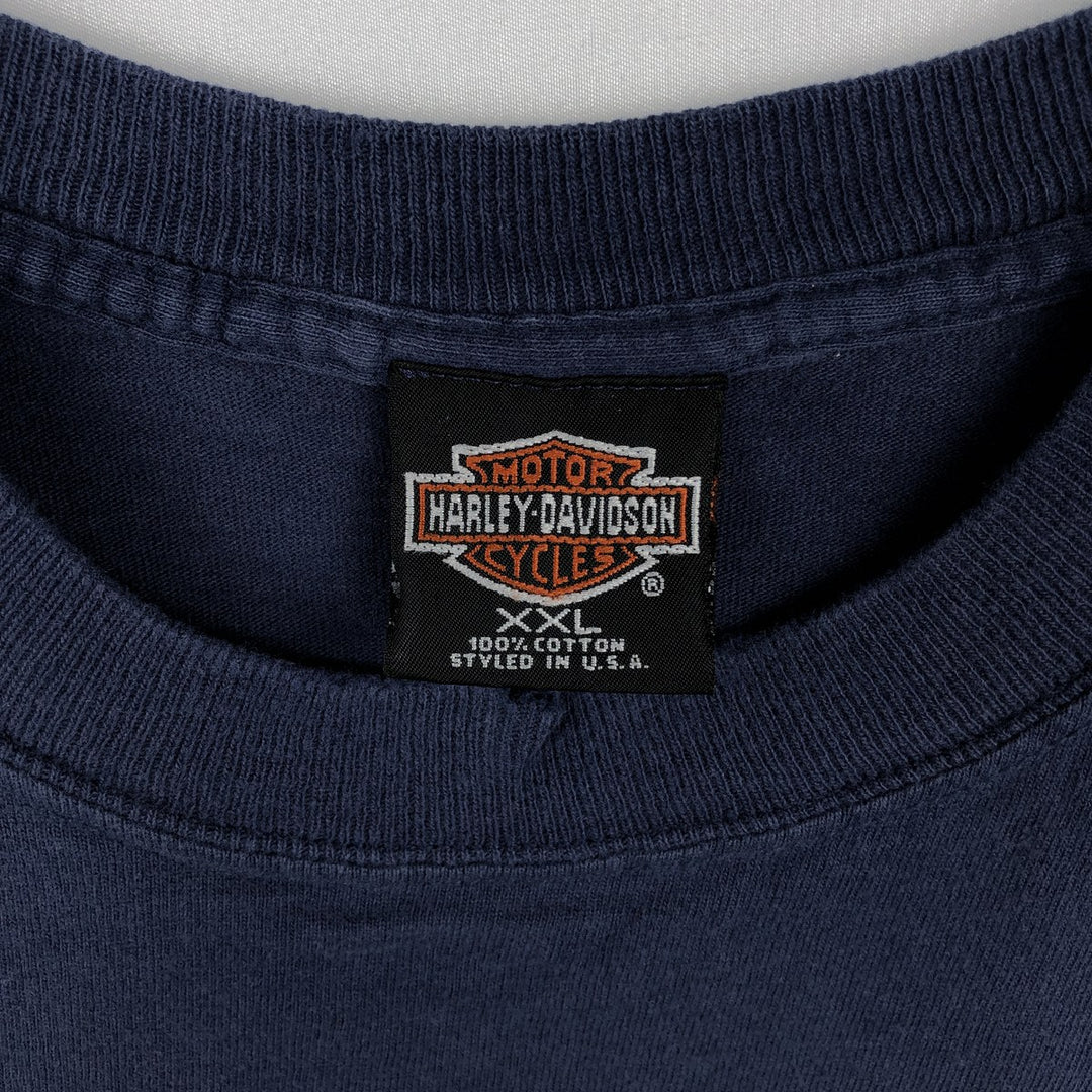 90'S Harley-Davidson Motorcycle Bike T-shirt Made in USA Men's XXL Vintage cotton navy blue type Vintage Second Hand
