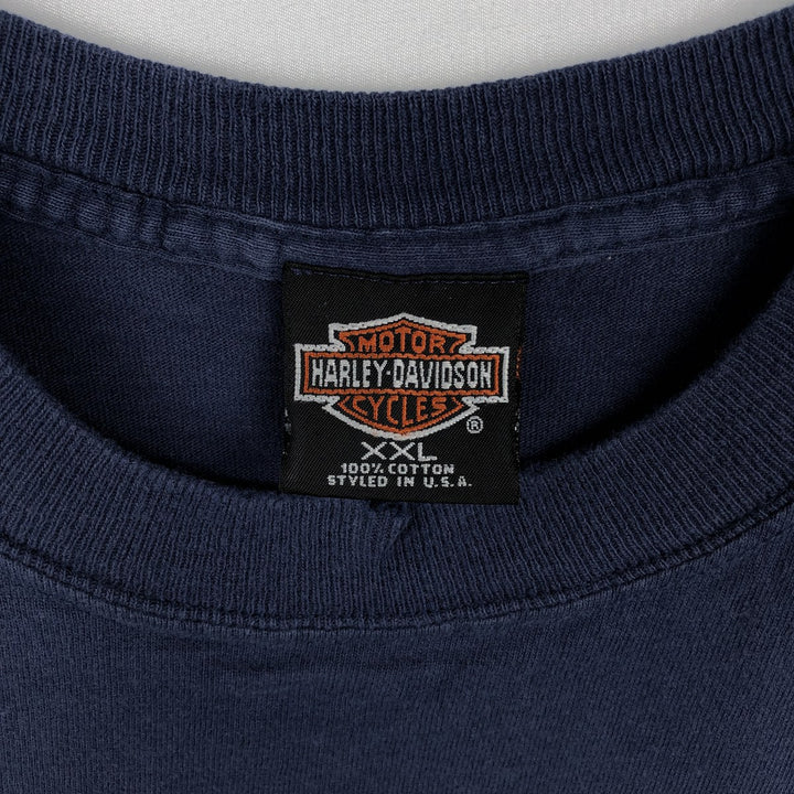 90'S Harley-Davidson Motorcycle Bike T-shirt Made in USA Men's XXL Vintage cotton navy blue type Vintage Second Hand