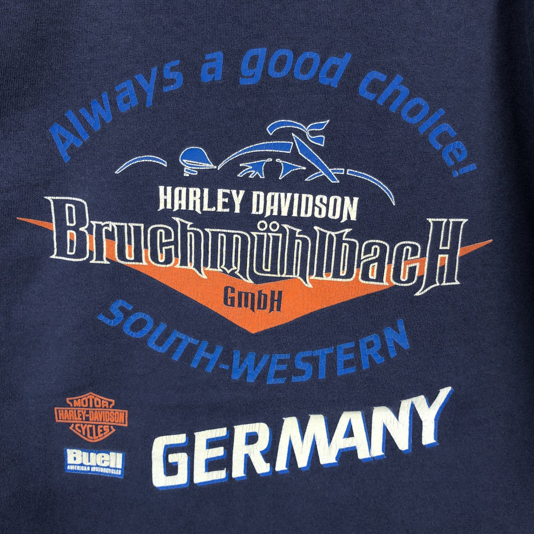 90'S Harley-Davidson Motorcycle Bike T-shirt Made in USA Men's XXL Vintage cotton navy blue type Vintage Second Hand