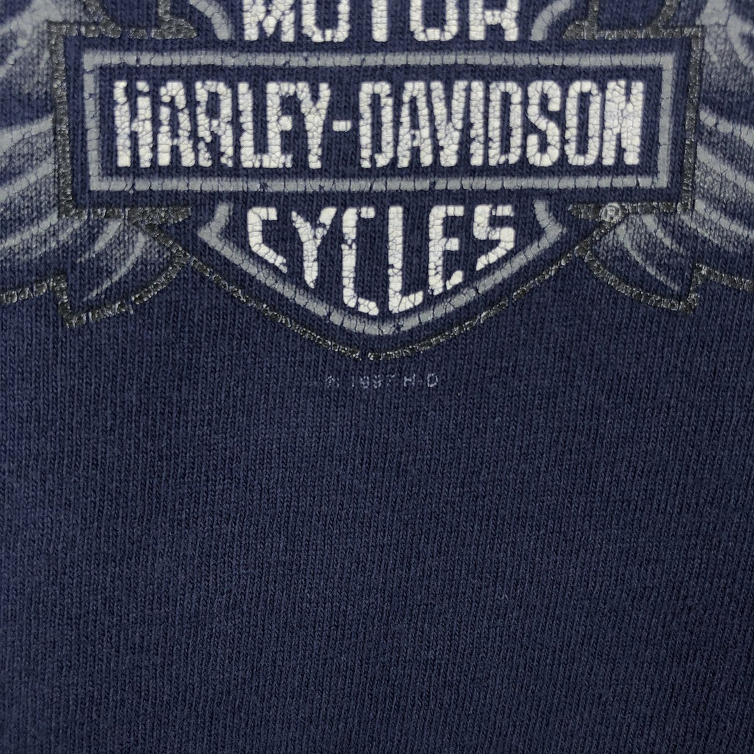 90'S Harley-Davidson Motorcycle Bike T-shirt Made in USA Men's XXL Vintage cotton navy blue type Vintage Second Hand