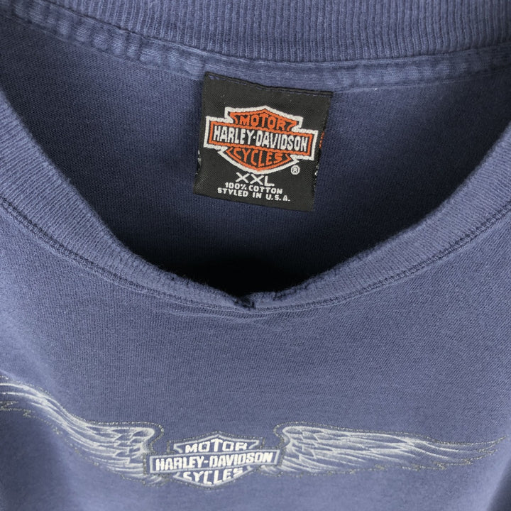 90'S Harley-Davidson Motorcycle Bike T-shirt Made in USA Men's XXL Vintage cotton navy blue type Vintage Second Hand