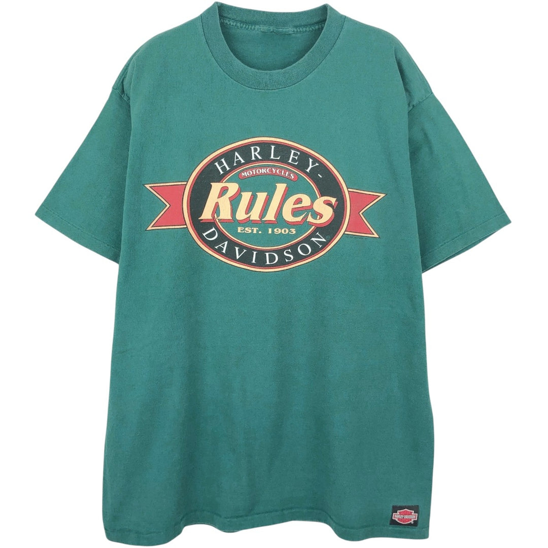 90'S Harley-Davidson Motorcycle Bike T-shirt, Men's, Size L, Vintage unclear Green type dark green Vintage Second Hand