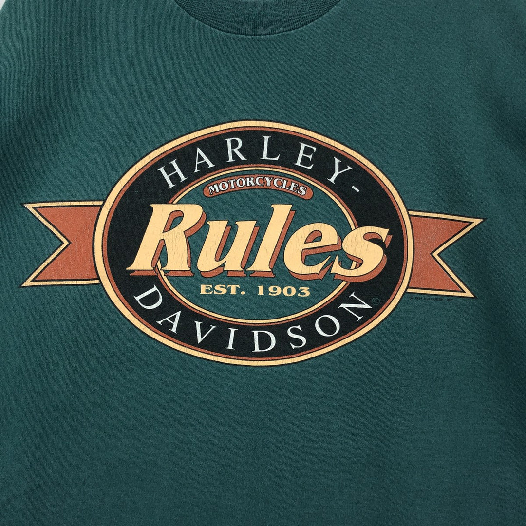 90'S Harley-Davidson Motorcycle Bike T-shirt, Men's, Size L, Vintage unclear Green type dark green Vintage Second Hand