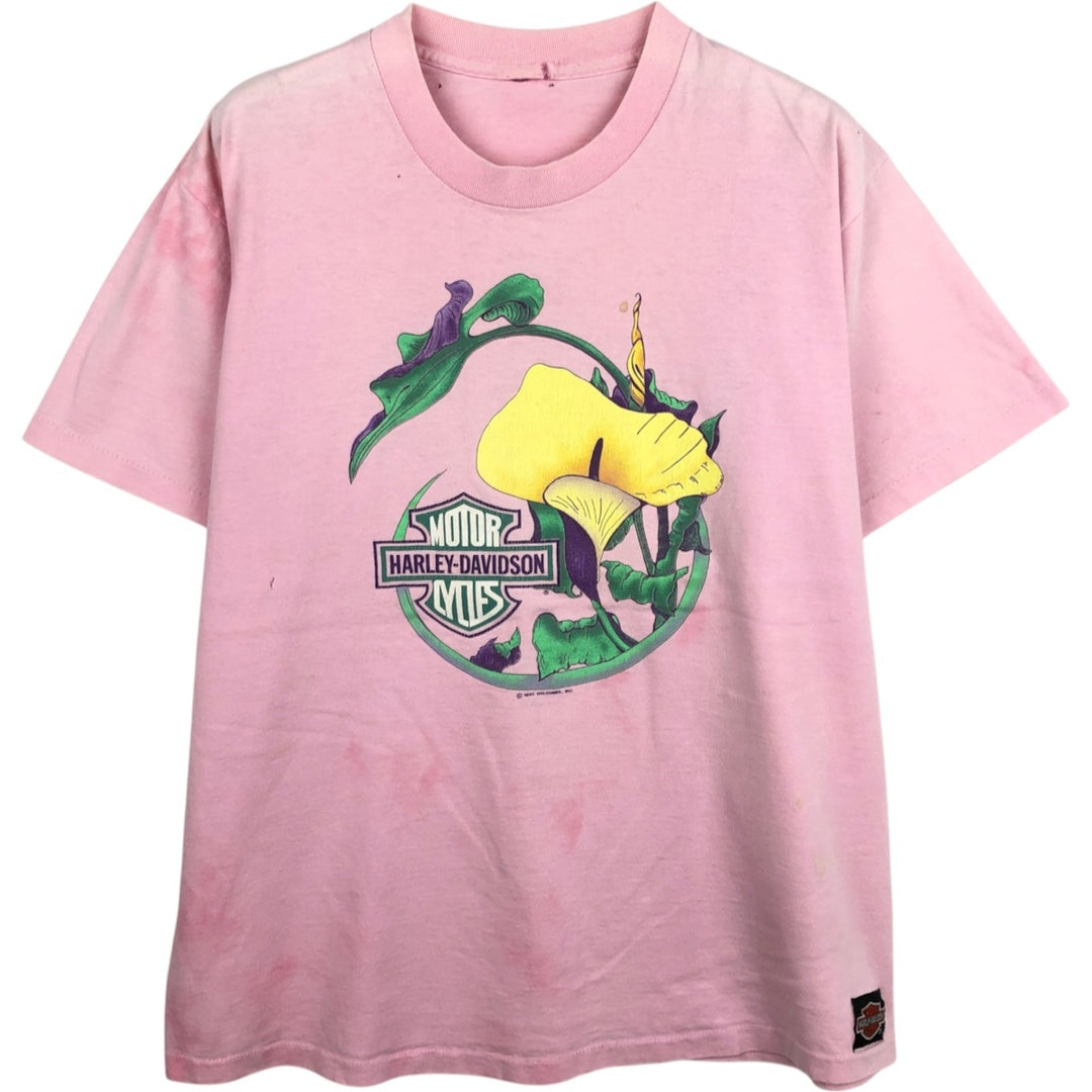 90'S Harley-Davidson Motorcycle Bike T-shirt, Men's XL, Vintage unclear pink type Vintage Second Hand