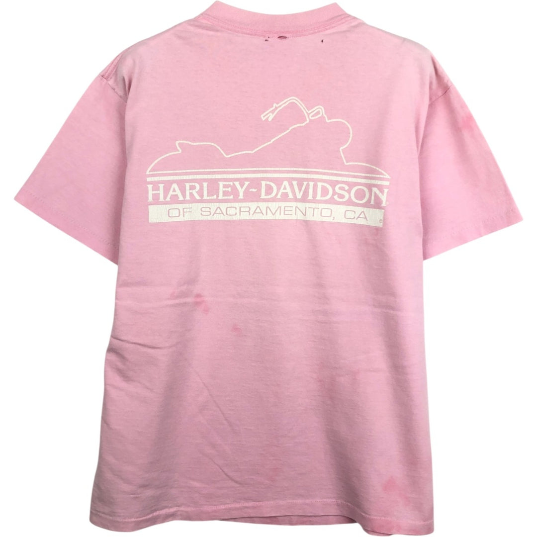 90'S Harley-Davidson Motorcycle Bike T-shirt, Men's XL, Vintage unclear pink type Vintage Second Hand