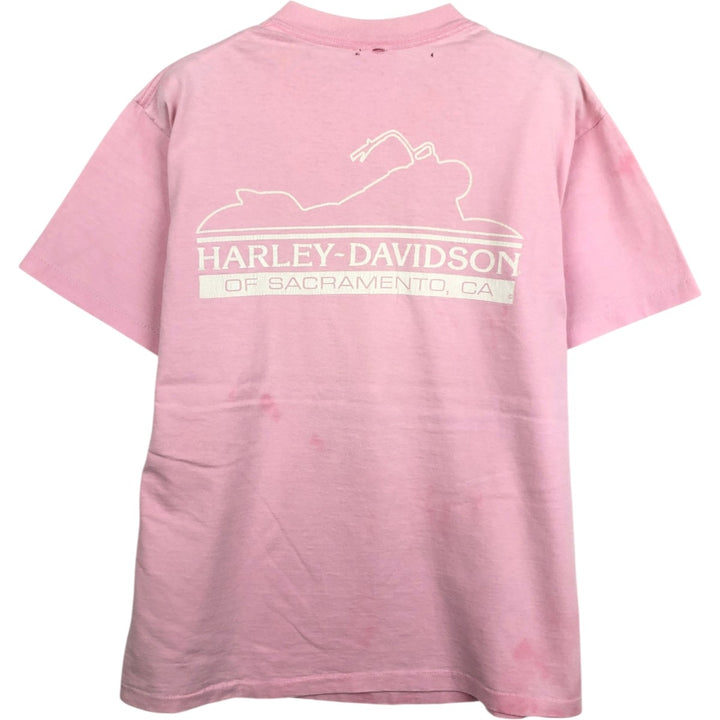 90'S Harley-Davidson Motorcycle Bike T-shirt, Men's XL, Vintage unclear pink type Vintage Second Hand