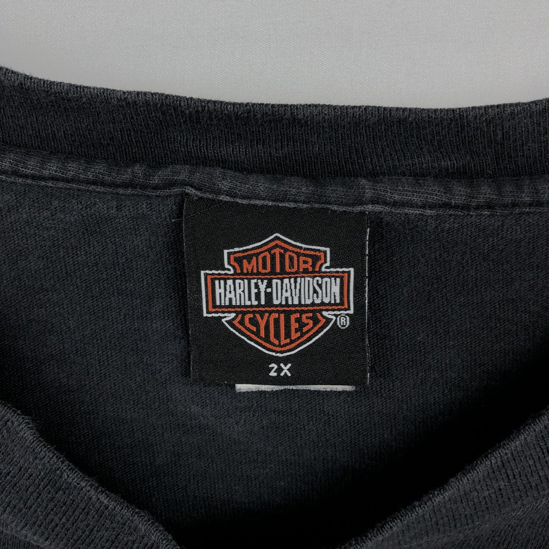 00'S Harley-Davidson Eagle Pattern Motorcycle Bike T-shirt Made in USA Men's XXL cotton black type Vintage Second Hand