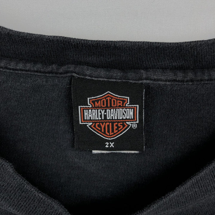 00'S Harley-Davidson Eagle Pattern Motorcycle Bike T-shirt Made in USA Men's XXL cotton black type Vintage Second Hand