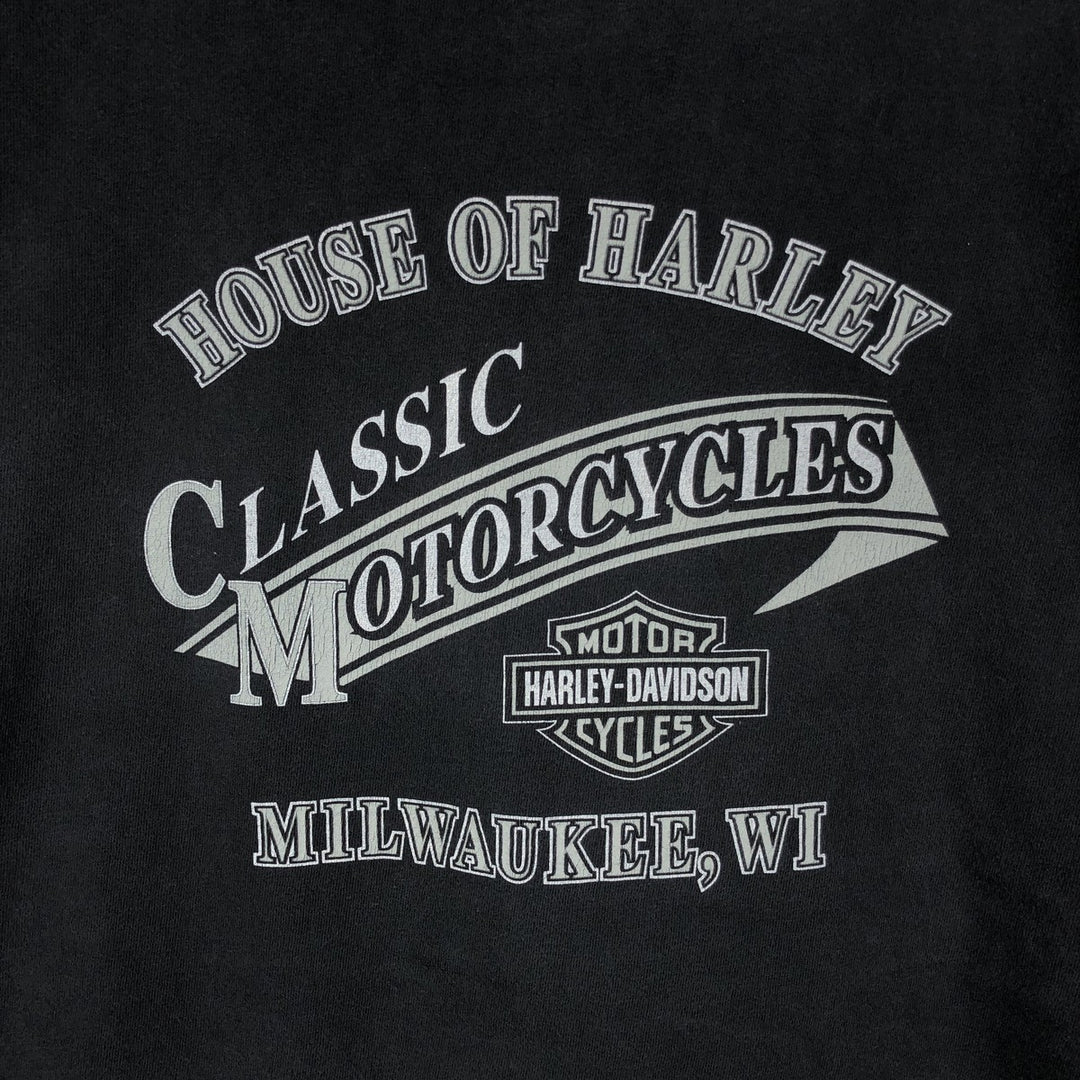 00'S Harley-Davidson Eagle Pattern Motorcycle Bike T-shirt Made in USA Men's XXL cotton black type Vintage Second Hand