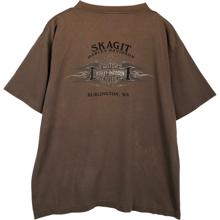 ~90'S Harley-Davidson Skull Pattern Motorcycle T-Shirt, Made in USA, Men's XL (approx.) cotton brown type Vintage Second Hand