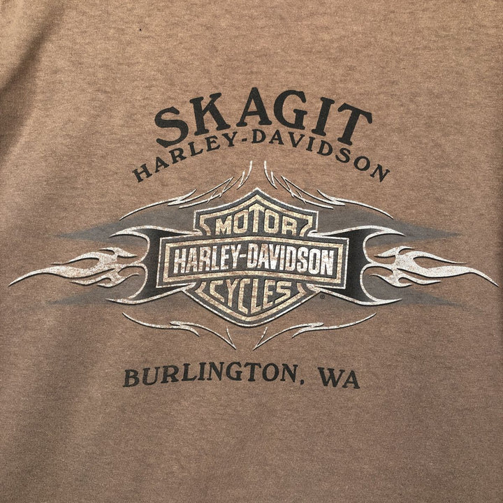 ~90'S Harley-Davidson Skull Pattern Motorcycle T-Shirt, Made in USA, Men's XL (approx.) cotton brown type Vintage Second Hand