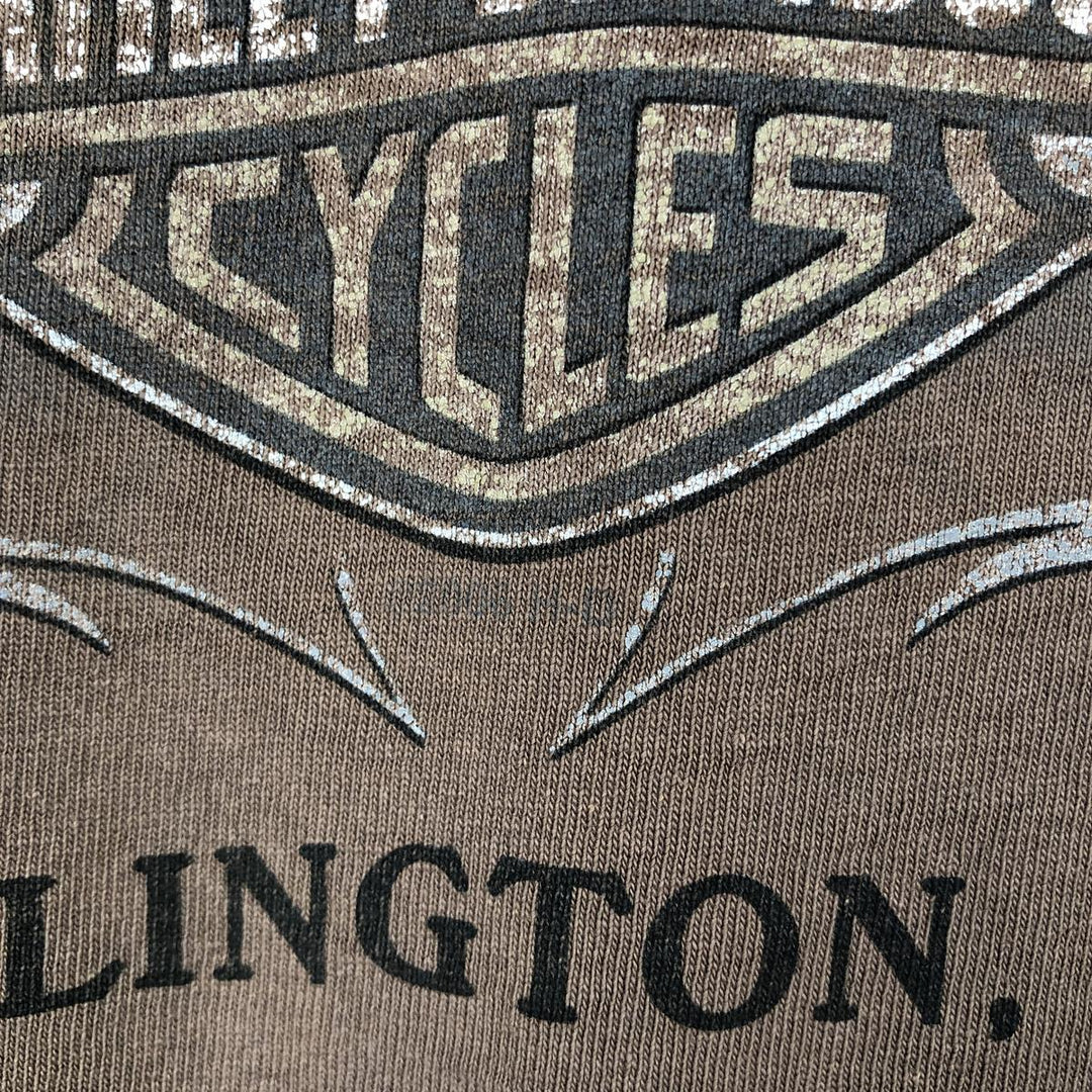 ~90'S Harley-Davidson Skull Pattern Motorcycle T-Shirt, Made in USA, Men's XL (approx.) cotton brown type Vintage Second Hand