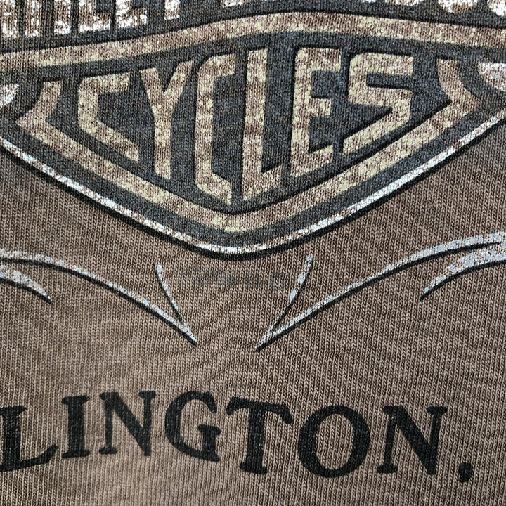 ~90'S Harley-Davidson Skull Pattern Motorcycle T-Shirt, Made in USA, Men's XL (approx.) cotton brown type Vintage Second Hand
