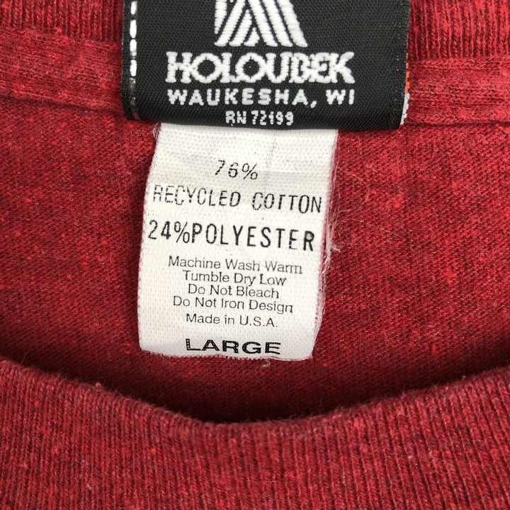 00'S Harley Davidson Eagle Pattern Stars and Stripes Motorcycle Bike T-Shirt Made in USA Men's L size Recycled Cotton burgundy type Vintage Second Hand