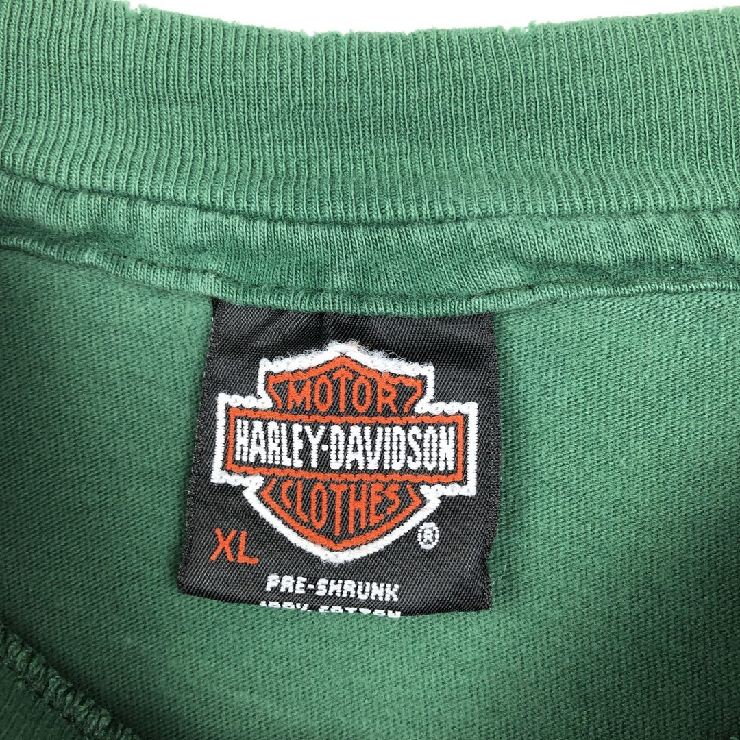 ~90'S Harley-Davidson Eagle Pattern Motorcycle T-Shirt, Made in USA, Men's XL (approx.) cotton green type Vintage Second Hand