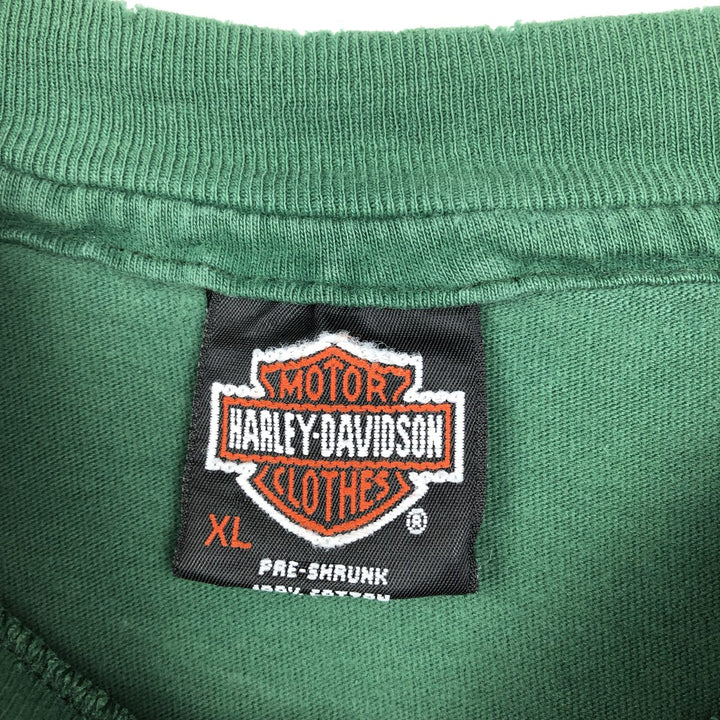 ~90'S Harley-Davidson Eagle Pattern Motorcycle T-Shirt, Made in USA, Men's XL (approx.) cotton green type Vintage Second Hand