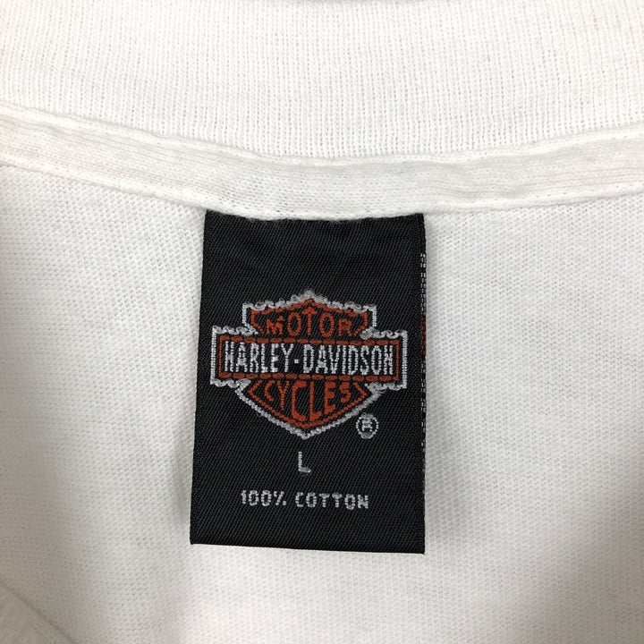 90'S Harley-Davidson Eagle Pattern Fire Pattern Motorcycle T-Shirt, Made in USA, Men's Size L (approx.) cotton white type Vintage Second Hand