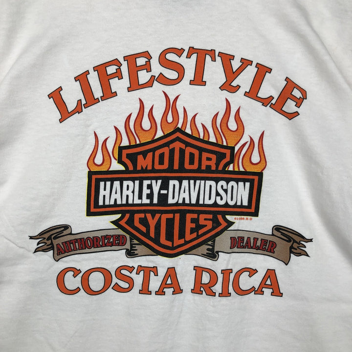 90'S Harley-Davidson Eagle Pattern Fire Pattern Motorcycle T-Shirt, Made in USA, Men's Size L (approx.) cotton white type Vintage Second Hand