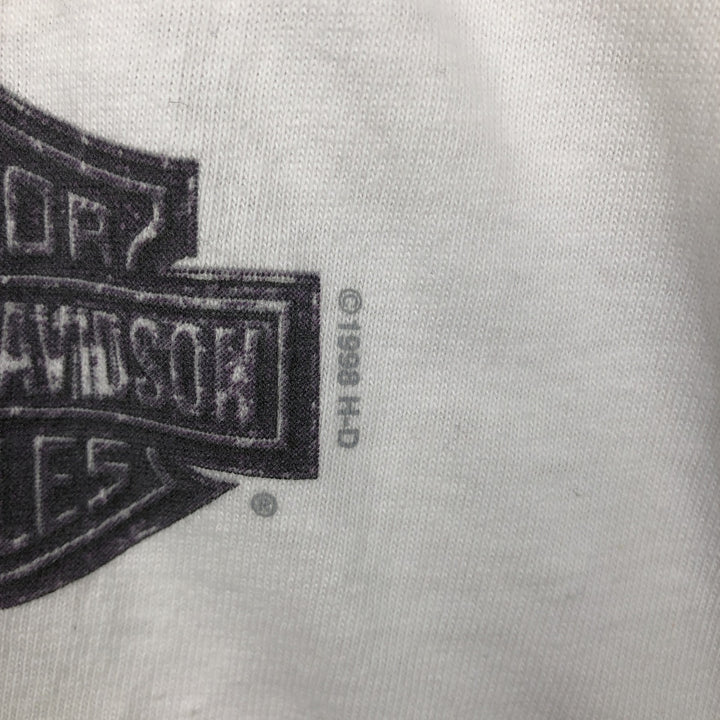 90'S Harley-Davidson Eagle Pattern Fire Pattern Motorcycle T-Shirt, Made in USA, Men's Size L (approx.) cotton white type Vintage Second Hand