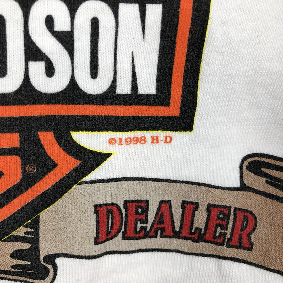 90'S Harley-Davidson Eagle Pattern Fire Pattern Motorcycle T-Shirt, Made in USA, Men's Size L (approx.) cotton white type Vintage Second Hand