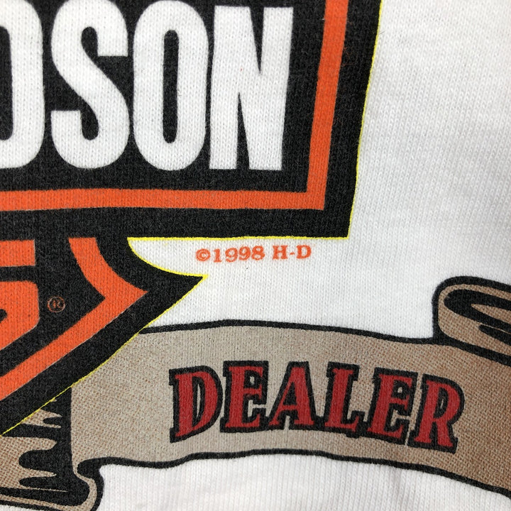 90'S Harley-Davidson Eagle Pattern Fire Pattern Motorcycle T-Shirt, Made in USA, Men's Size L (approx.) cotton white type Vintage Second Hand