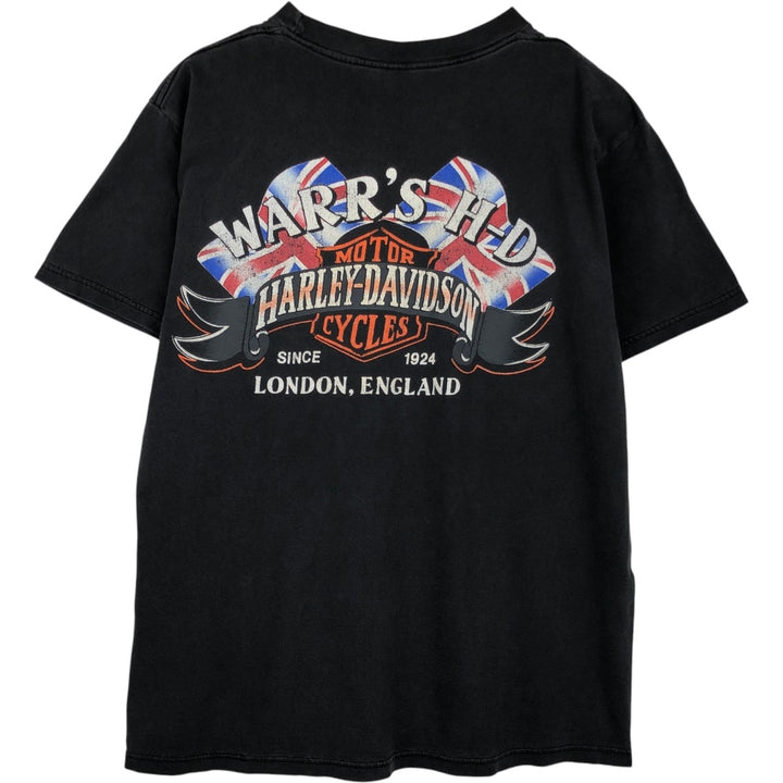 Harley-Davidson Eagle Pattern Motorcycle Bike T-shirt Made in USA Men's L size cotton black type Vintage Second Hand
