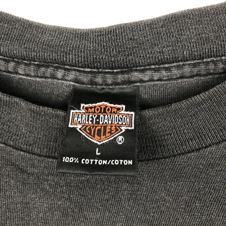Harley-Davidson Eagle Pattern Motorcycle Bike T-shirt Made in USA Men's L size cotton black type Vintage Second Hand