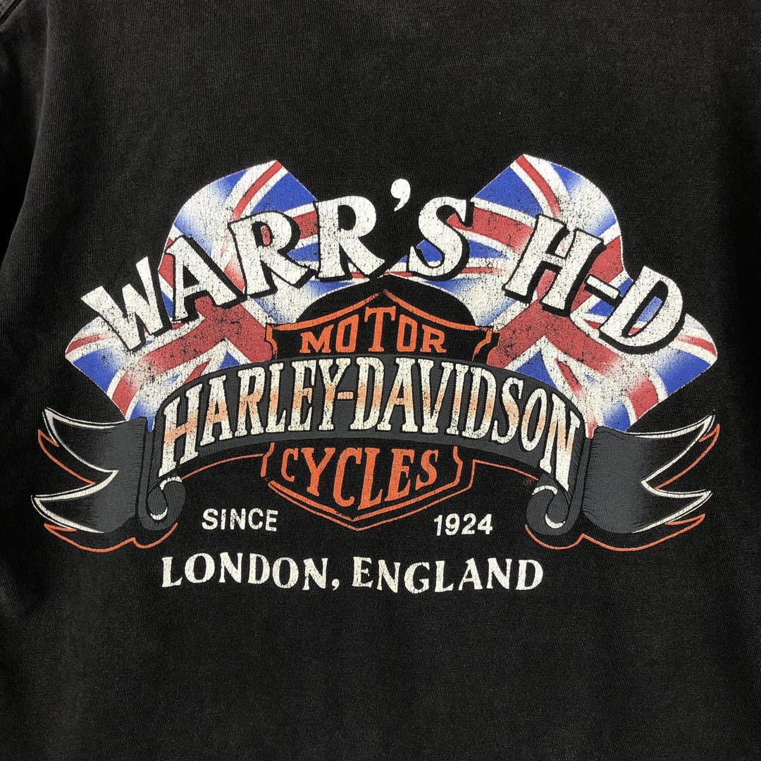Harley-Davidson Eagle Pattern Motorcycle Bike T-shirt Made in USA Men's L size cotton black type Vintage Second Hand