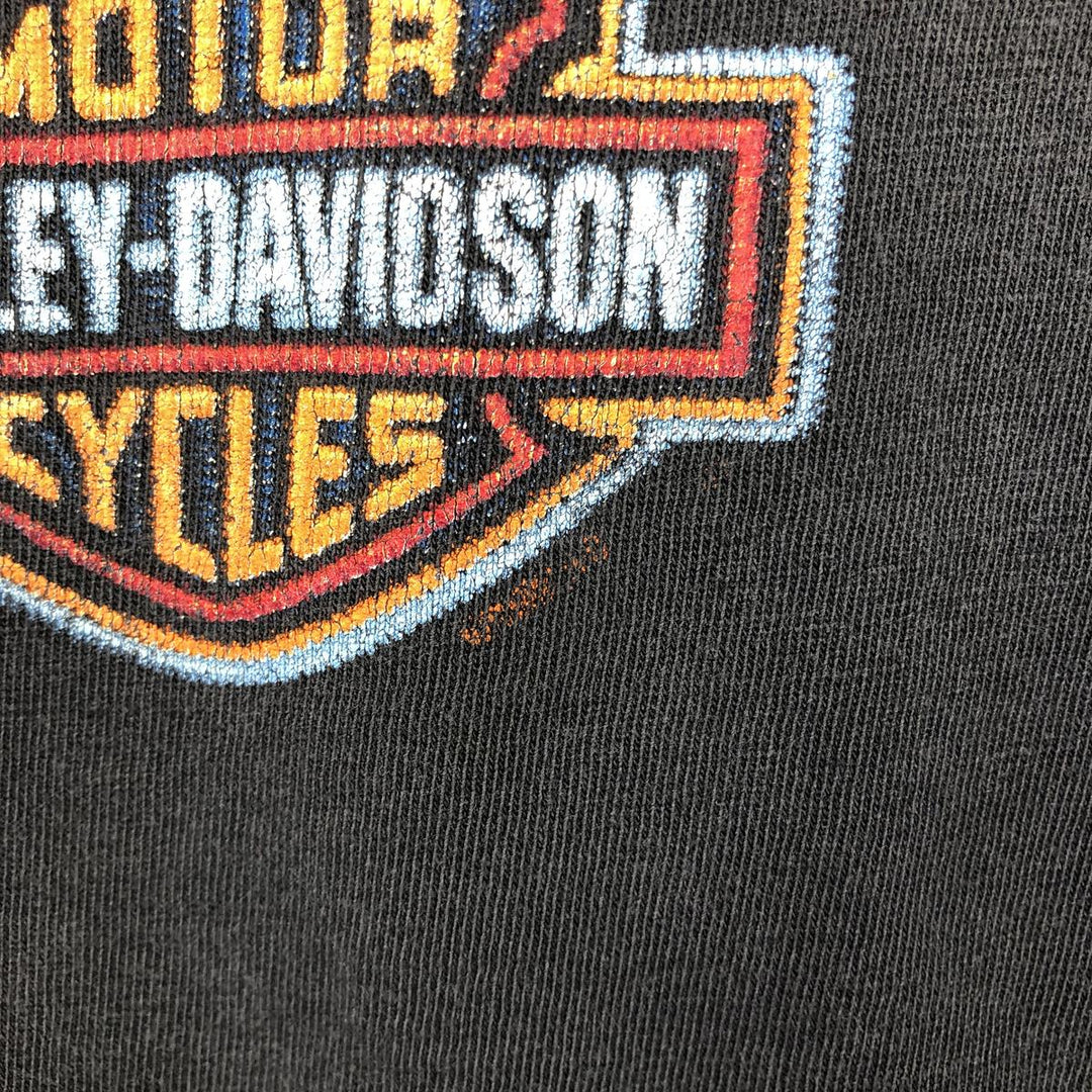 Harley-Davidson Eagle Pattern Motorcycle Bike T-shirt Made in USA Men's L size cotton black type Vintage Second Hand