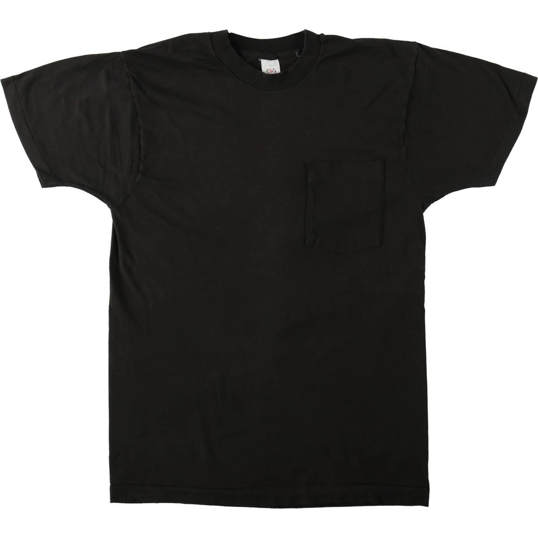 90'S Fruit of the Loom plain pocket t-shirt, men's size L equivalent, vintage. cotton black type Vintage Second Hand
