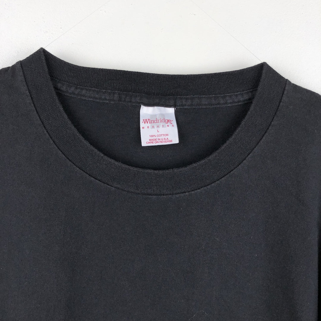 Windridge MERVYNS Plain Pocket T-Shirt, Made in USA, Men's Size L cotton black type Vintage Second Hand