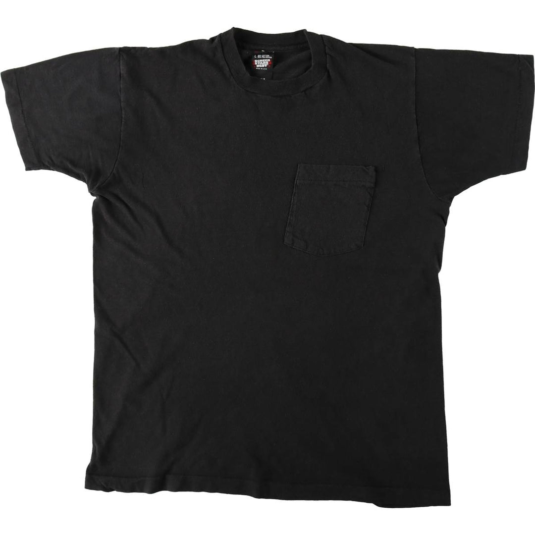 90'S Screen Stars Plain Pocket T-Shirt, Made in USA, Men's Size L (Equivalent), Vintage cotton black type Vintage Second Hand